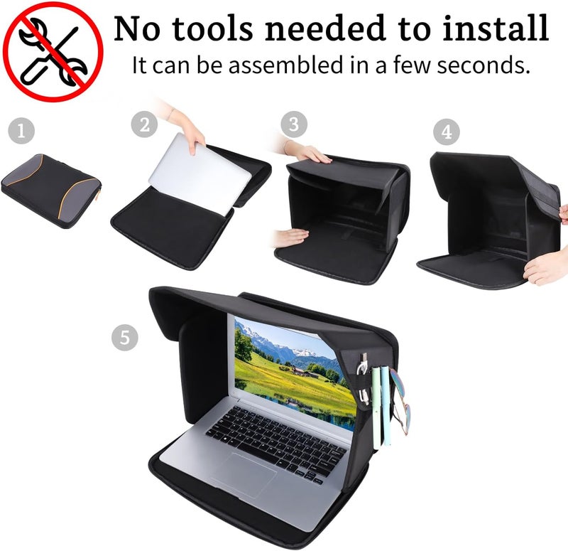 YUMTIM Laptop Sun Shade Laptops Sun Glare Shield Laptop Sunshade Bag for Working Outside Privacy Screen Hood Foldable Shield Cover 15-16'' (Patent Pending) - Image 5